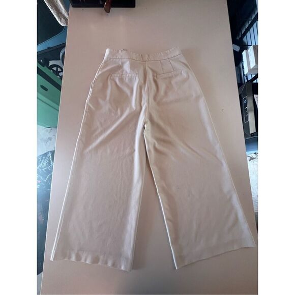 Zara Basic White Wide Leg Crop Pants Womens Size S (A) - Picture 8 of 12
